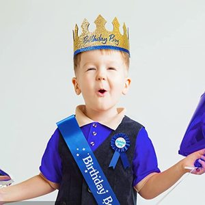 <strong>Birthday</strong> King Boy <strong>Crown</strong> Hat <strong>Birthday</strong> Boy <strong>Sash</strong> <strong>and</strong> Button Pin <strong>Birthday</strong> Party Decorations Dress up Accessories - Product Image 3