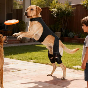 Attelle de genou réglable pour chien, pour déchirure de la ligament croisé antérieur, protection des pattes arrière, soutien des pattes arrière avec 4 stabilisateurs métalliques, attelle de genou pour chien - Product Image 3