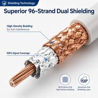 Cable de Alimentación RG59 + 2C con CCS del 21% de Alta Calidad, 96*0.12 CCA, Coaxial Blindado para Sistema de Seguridad con Cámara CCTV para Hogar y Oficina