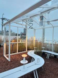 आधुनिक अनियमित आकार आउटडोर बेंच सेट क्रीम सफेद धातु की मेज चल स्टूल हल्के हल्के पार्क बालकनी के लिए आसान साफ - Product Image 2