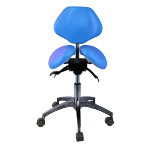 Taburete de diseño único médico color azul Silla de barbería fábrica pu cuero dental doble silla taburete - Product Image 1