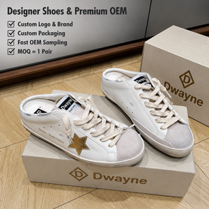 2026 Luxury Designer <b>shoe</b> for Women High Quality Leather Slides Sneakers Gold Star White Mules Summer Beach Casual Style New - Product Image 1