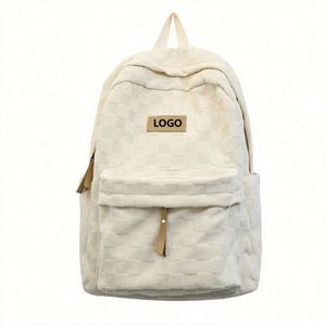 Trendy Casual Plaid <b>Backpack</b> for High School Teenage Girls Fashionable School Bag Nylon Lining Zipper Closure Anti-Theft Feature - Product Image 1