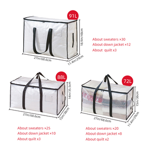 Big Volume Waterproof <strong>Storage</strong> <strong>Bag</strong> Durable PE Woven Moving <strong>Bags</strong> with Handles for <strong>Clothes</strong> Quilts Home and Travel Organizer - Product Image 2