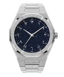 Montre personnalisée avec chiffres arabes, design de marque haut de gamme, acier inoxydable 316L, mouvement japonais, montre de luxe à la mode, montre givrée effet <span class=keywords><strong>poussière</strong></span> <span class=keywords><strong>d</strong></span>'<span class=keywords><strong>étoile</strong></span>s pour hommes - Product Image 1