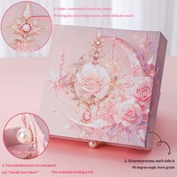Boîte de rangement de bijoux romantique en gros avec couvercle et base, style Instagram, pour la Saint-Valentin, pour bagues, clous d'oreilles et boucles d'oreilles, boîte d'emballage rose