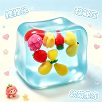 Nieuw doorschijnend kristallen fruit ijsblokjes squishy speelgoed jelly blok zacht knijp speelgoed stress verlichtend fidget speelgoed voor de detailhandel