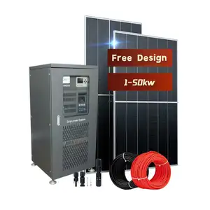 10KW 20KW 30KW 40KW 50KW 60KW 70KW 100KW 200KW ~ 1MW Atap Panel Surya Energi Lengkap Pada Grid 10KW Sistem Energi Surya