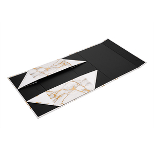 Boîte cadeau magnétique pliable écologique personnalisée <span class=keywords><strong>en</strong></span> carton rigide 1200 g/m² à motif <span class=keywords><strong>marbre</strong></span> avec fermeture à ruban pour emballage de vêtements et chaussettes de luxe - Product Image 4