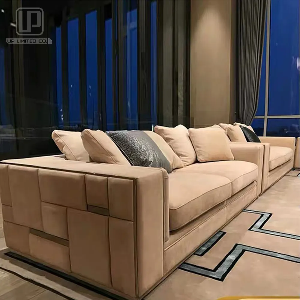 उच्च गुणवत्ता यूरोपीय लक्जरी इतालवी डिजाइन असबाबवाला फर्नीचर सेट 3 सीटों वाले सफेद असली लेदर कमरे में रहने वाले सोफे
