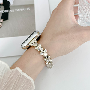 Bracelet de luxe Upro pour Apple Watch Series 10 Ultra 2 49mm 46mm, bracelet en métal incrusté de diamants avec motif d'ours mignon, compatible iWatch 9 8 7 45mm - Product Image 4