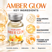 Private Label Amber Glow Gesichtsserum mit Niacinamid, Hyaluronsäure und Succinsäure, Individuelles Logo, Hautpflege-Fläschchen
