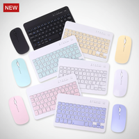 Combo de Teclado y Ratón Inalámbrico RGB Retroiluminado Portátil y Económico, Teclado Delgado Color Macaron USB para Computadora