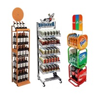 Présentoir à boissons en métal personnalisé OEM ODM avec logo, présentoir multi-niveaux autoportant pour vin, soda et boissons pour magasin de détail