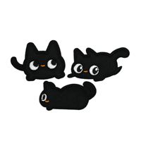Patchs brodés en gros avec logo chat noir, à coudre ou thermocollants, pour ordinateur