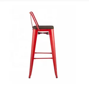 핫 세일 금속 빨간 등받이 바 의자 식당 의자에 대 한 나무 좌석