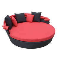 Lit de soleil extérieur rond de piscine de jardin de rotin durable de loisirs avec l'auvent escamotable