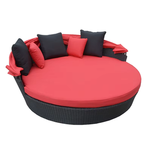 Lit <span class=keywords><strong>de</strong></span> soleil extérieur rond <span class=keywords><strong>de</strong></span> piscine <span class=keywords><strong>de</strong></span> <span class=keywords><strong>jardin</strong></span> <span class=keywords><strong>de</strong></span> rotin durable <span class=keywords><strong>de</strong></span> loisirs avec l'auvent escamotable - Product Image 4