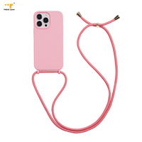 TPU pour femmes à la mode pour iPhone 16 Pro Max étui de téléphone à bandoulière réglable Anti-chute bandoulière de cou conception de corde colorée