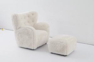 Sillón de Salón de Lujo Flemming Lassen para Hombre Cansado con Reposapiés, Sillón de Diseño Nórdico de Piel de Oveja Premium - Product Image 3