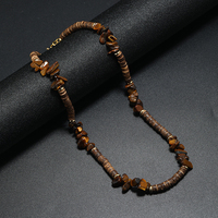 Collier tendance pour femme, style bohème géométrique, en coquilles de noix de coco naturelles, pierres œil de tigre et turquoise, idéal pour un anniversaire