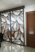 Paravent pliant en tissu blanc avec panneaux revêtus Homedeco, écran de séparation pour l'extérieur, design Art Déco, cadre en aluminium, décoration