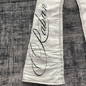 DENIMGUYS Jeans évasés à pattes évasées en toile cirée pour <span class=keywords><strong>homme</strong></span> avec logo imprimé en sérigraphie personnalisé, style streetwear vintage, effet 3D, effet vieilli - Product Image 3