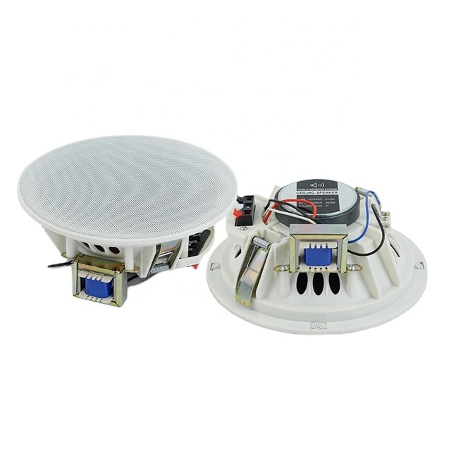 6W 100V Transformer Ceiling Mount Speaker with 6.5" Woofer 8 OHM Impedance Full-Range ABS Metal Cabinet for Home Theatre