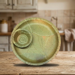 The Arya Digital Compostable Biodegradable Palm Leaf <b>Disposable</b> Traditional Round Dinner <b>Plates</b> for Parties - Product Image 5