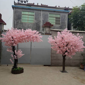 Planta de flor de cerezo Artificial <span class=keywords><strong>grande</strong></span> personalizada, árbol de flor de cerezo rosa y blanco de seda sintética para decoración de boda - Product Image 4