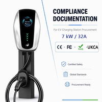 Nouvelle borne de recharge murale pour VE de type 2, 7 kW, 32 A, monophasée, compatible OCPP, avec câble de 5 m