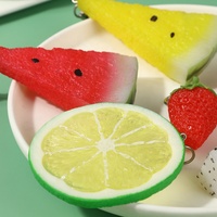Custom Logo Sleutelhanger Pvc Reliëf Rubber Sleutelhanger 2d /3d Zacht Pvc Cartoon Fruit Watermeloen Sleutelhanger