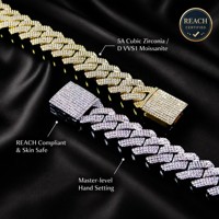 Collier chaîne cubaine de haute qualité en laiton doré avec zircon, style hip-hop, longueurs personnalisées 18, 20, 22, 24 pouces