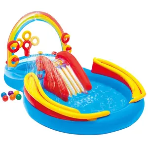 57453 Spot 8 en forme de piscine double gonflable pour enfants, centre de jeux pour enfants avec porte arc-en-ciel coulissante