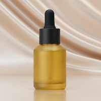 Flacon de sérum compte-gouttes en verre ambré givré de luxe de 30ml 50ML cylindre rond avec épaules inclinées pour crème nettoyante pour le visage