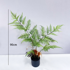 Pot d'arbre Bonsaï Vert Artificiel au Design Moderne Réaliste Petite Branche de Bureau en Faux Plastique Plante avec Feuilles de <span class=keywords><strong>Fougère</strong></span> Arbre - Product Image 2