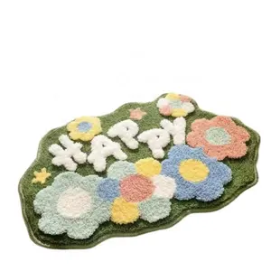 Factory Low Cost Tufted Rug Machine Made Pile Coating Flocking wool Door Mat Area Rugs Carpet for home