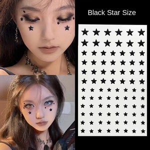 Pegatina adhesiva trasera decorativa de cola de ojo de celebridad de Internet papel negro tamaño de estrella decoración de maquillaje de cara de niña decorativa - Product Image 3
