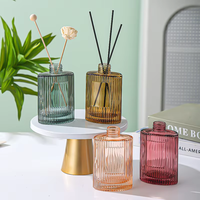 Bouteilles de diffuseur d'arômes en verre vides de 200 ml, couleur bonbon, à rayures verticales, sérigraphiées, vente en gros