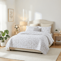 HONI Couvre-lit en microfibre doux et léger, ensemble de literie matelassé par ultrasons, ensemble de couette imprimé floral toutes saisons
