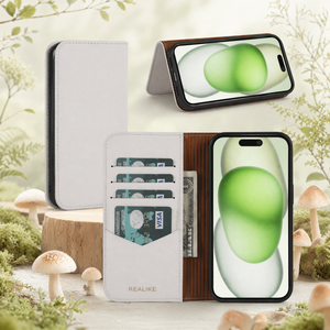 Funda de Teléfono Tipo Cartera de Cuero Vegano con Diseño de Hongo, Cubierta Magnética Desmontable 2 en 1 para iPhone 17 Pro Max, Funda Ecológica - Product Image 1