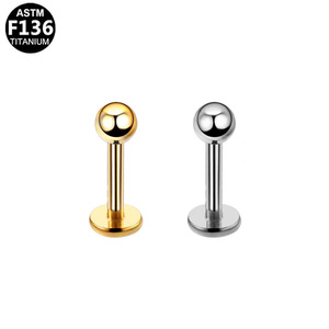 Clous d'oreilles en titane pour cartilage, 16 mm, avec boule et serti à griffes, pour usage quotidien, bijoux de piercing unisexe - Product Image 2
