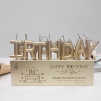 Bougie d'anniversaire en cire de paraffine dorée, décoration de gâteau pour fête romantique de Noël pour enfants, faite à la main, non toxique, Joyeux Anniversaire