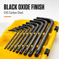 XINYAN 9PCS Set Kunci Torx Panjang Standar Metrik 10T-50T Baja Karbon C45 Lapisan Oksida Hitam Kotak Penyimpanan Plastik Garansi 3 Tahun