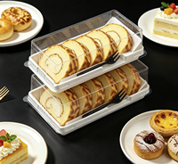 Boîte à pâtisserie longue en plastique transparent jetable à 6 compartiments avec compartiment à couverts intégré pour le pain, les desserts et les plats à emporter (vente en gros)