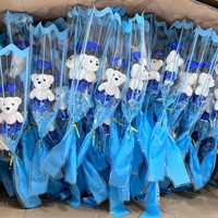 Buket Bunga Sabun Beruang Anyelir Hari Ibu 40cm Model Lai Jia 25-285 Grosir Pabrik Cina Hadiah Liburan untuk Ibu