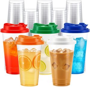 Vente en gros de gobelets en plastique transparent pour boissons glacées, avec logo personnalisé imprimé, 500 ml, 750 ml, 32 oz, 16 oz, gobelets en plastique PP pour bubble tea avec couvercles - Product Image 1