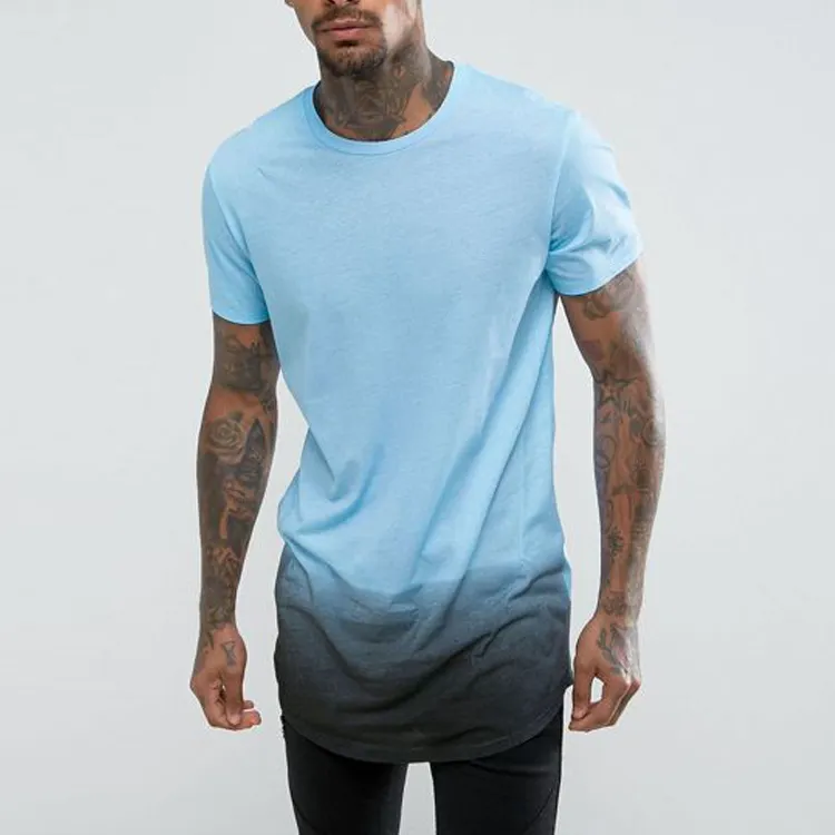 <span class=keywords><strong>Yihao</strong></span> gros o-cou fond rond manches courtes cravate colorant bleu t-shirts pour les hommes
