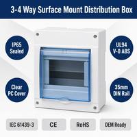 Caja de Distribución de Superficie Wanbo-410 Wanbo de 3-4 Vías, Caja DB Resistente a la Intemperie IP65 para Hogar y Energía Solar