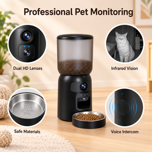 Professional <b>Smart</b> Cat Feeder with App Control Dual Lens Monitoring and 304 Stainless Steel Bowl - Product Image 3